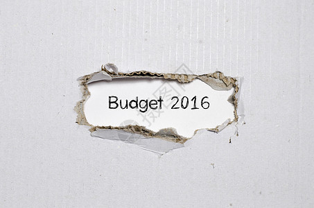 被撕破的文件后面的2016年预算字词债务现金资金薪水市场赤字经济衰退经济储蓄投资图片