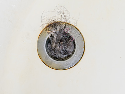 充满头发的插孔流动管子浴室淋浴封锁卫生管道插头浴缸图片