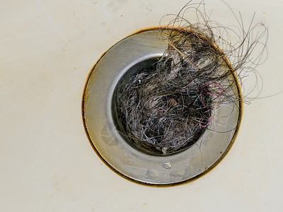 充满头发的插孔浴室管子插头浴缸管道淋浴封锁流动卫生图片
