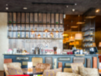 酒吧装饰模糊的咖啡店或咖啡馆作为背景市场食堂午餐零售椅子店铺木头桌子闲暇咖啡背景