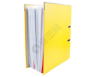黄色办公室文件夹 白背景上满满纸图片