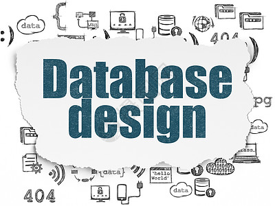 撕纸背景上的编程概念数据库设计网络技术中心涂鸦绘画硬件互联网草图电子服务器图片