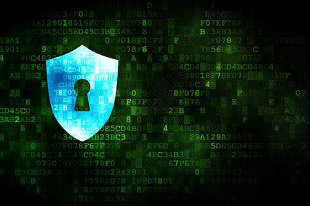 数字背景上带锁孔的安全概念盾牌政策裂缝蓝色隐私绿色犯罪攻击监视器网络数据图片