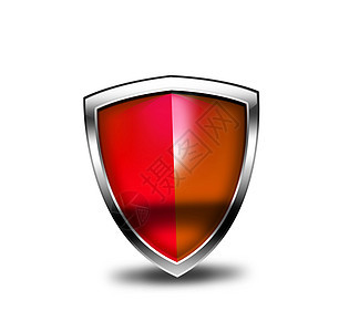 红色安全防护盾合金金属插图按钮防火墙海豹徽章背景图片