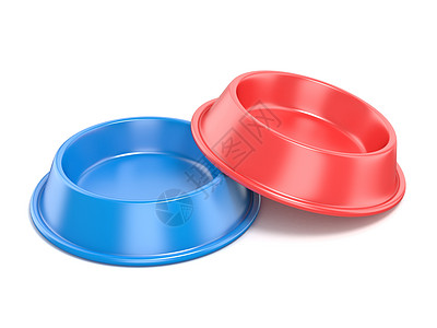 蓝和红宠物食物碗3D图片