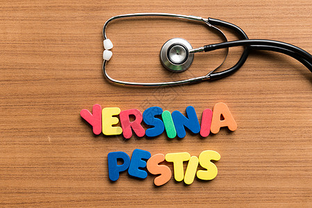 Yersinia 害虫用听诊器使用多彩的单词医疗保险诊断医疗感染药品药店饮食遗传学预防收据图片