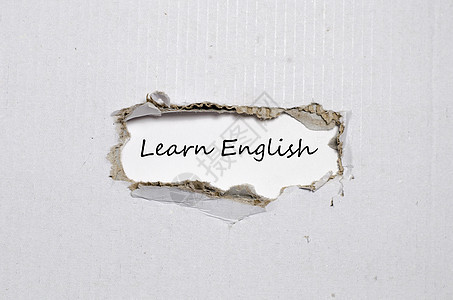 在撕破纸后面学习英语这个词知识课堂学生语言外国训练软木教育概念作坊图片