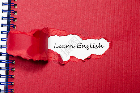 在撕破纸后面学习英语这个词软木概念字体学校语言讲话训练教育语法标签图片