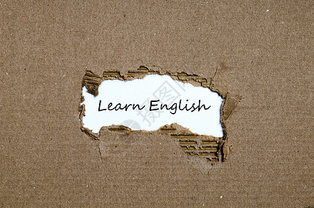 在撕破纸后面学习英语这个词学生字体外国课堂训练知识语法作坊语言商业图片