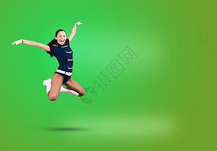 啦啦领队女孩蓝色幸福学校微笑数字运动员活动运动美丽活力图片