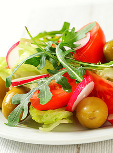 新鲜蔬菜沙拉叶菜食物饮食火箭萝卜楔子草本植物小菜健康饮食树叶图片