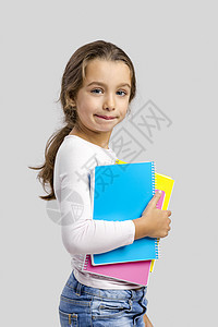 小学生女孩教育儿童孩子们笔记本学校图书女学生快乐学生童年图片