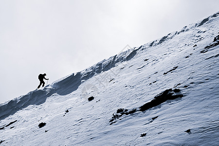 小型滑雪者人数男性运动员假期登山者黑色高山数字滑雪运动风险图片