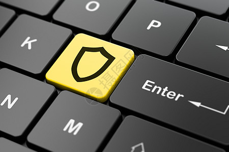计算机键盘背景上的保护概念轮廓盾网络技术渲染保卫黑色攻击犯罪3d财产数据图片