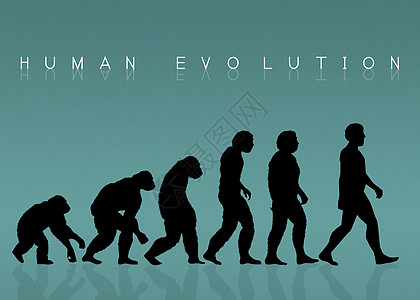 人类进化剪影科学生活古生物学起源男人历史概念灵长类动物插图图片