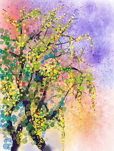 春季自然季节背景 水彩色绘画图片