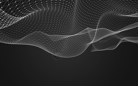 空间几何抽象的多边形空间低聚暗 background3d 渲染矩阵技术黑色金属科学背景三角形墙纸水晶网络背景