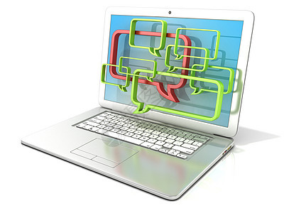 有语音泡泡的膝上型电脑 3D图片