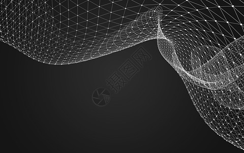抽象的多边形空间低聚暗 background3d 渲染矩阵金属科学黑色墙纸水晶网络技术蓝色背景图片