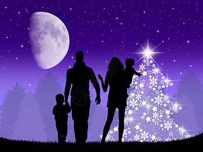 圣诞节时的家庭男人女士插图快乐庆典孩子们背景图片