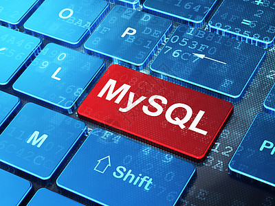 编程概念 计算机键盘背景上的 MySQL图片