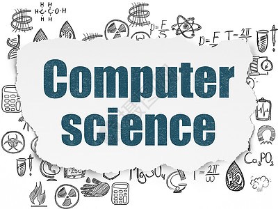 撕纸背景上的科学概念计算机科学知识学习涂鸦蓝色测量边缘技术化学创新勘探图片