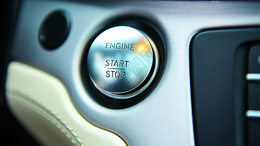 开始停止引擎现代新车按键杂交种圆圈钥匙技术起动机车辆皮革驾驶按钮启动图片