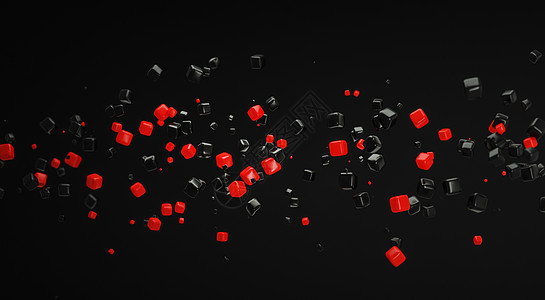 抽象的红色原子纳米技术粒子背景 3d化学渲染插图物理黑色网格细胞生物学科学图片