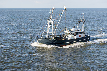 Wadden Sea号渔船驳船工具连锁店全景保护血管世界国家蓝色海浪图片