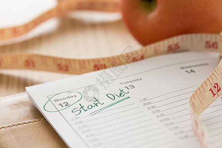 饮食食物的概念笔记本水果测量保健桌子框架日记生活重量营养图片