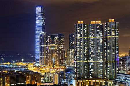 香港现代市城市办公反射港口旅行目的地市中心建筑学夜景游客背景图片