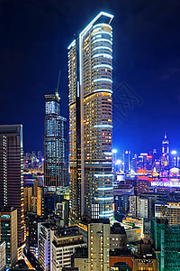 香港夜景香港现代市顶峰游客市中心城市烟雾场景办公金融建筑学商业背景