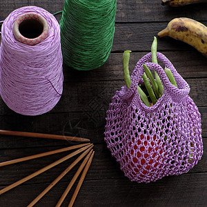 yar 针织手工手提包女士材料纤维背景编织织物工艺紫色手工业纺织品图片