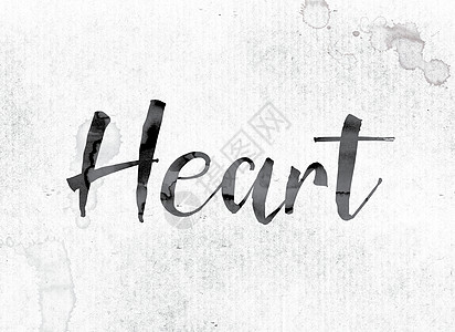 浓情月意书法字在墨水中绘画的心脏概念背景