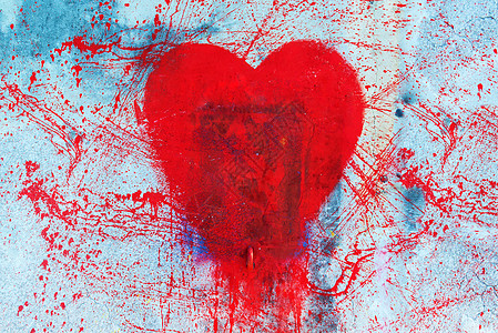 墙上红色心脏形状涂鸦符号图片