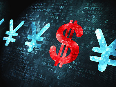 货币概念 数字背景的美元和日元债务宝藏现金技术银行业财富信用账单贷款屏幕背景图片