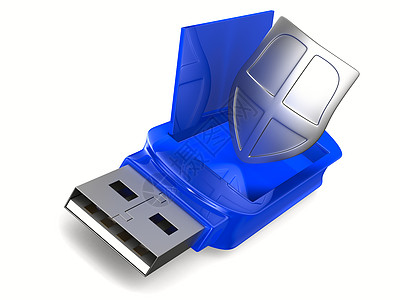 白色背景上的 usb 闪存驱动器 孤立的 3D 图像插头电脑防御记忆配饰安全密码封锁插图驾驶图片