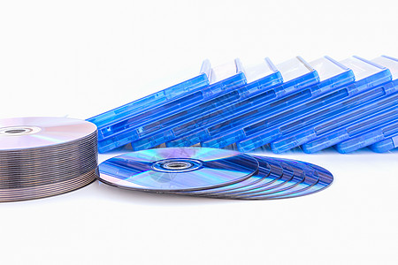 光盘包装带光盘的 DVD 盒包装蓝光记录游戏视频磁盘歌曲案件标签蓝色背景