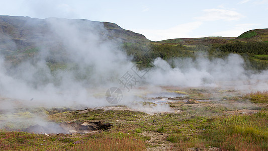 Haukadalur地热活性山谷敬畏火山假期气泡天空旅行地标旅游力量岛屿图片