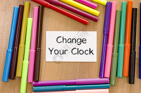 更改您的时钟文本概念技术插图教育日光口号思考小时手表铅笔商业图片