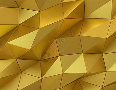 抽象的黄金表面 未来派背景3d顶点渲染阴影内衬墙纸三角形多边形网络水晶图片