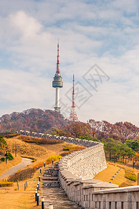 韩国南韩首尔的南山塔天际景观地标旅行天空城市图片