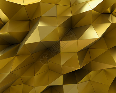 抽象的黄金表面 未来派背景矩阵阴影多边形科学顶点宏观渲染技术网络金属图片