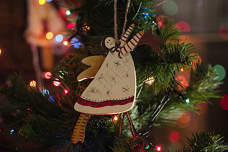 圣诞圣诞树玩具 天使 圣诞节装饰手工制作的玩具古董卡片传统童年假期问候语短袜女孩乡村收藏图片