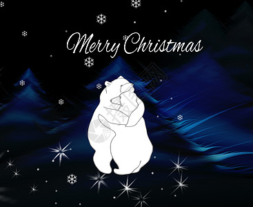 坐在星星上熊与两个抱抱熊的贺卡 祝圣诞卡礼物插图拥抱问候语海报刻字框架星星卡片雪花背景