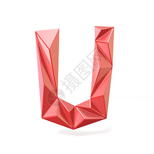 红色现代三角字体字母 U 3插图失真几何学反射测量形式帽子棱镜多边形闪光图片
