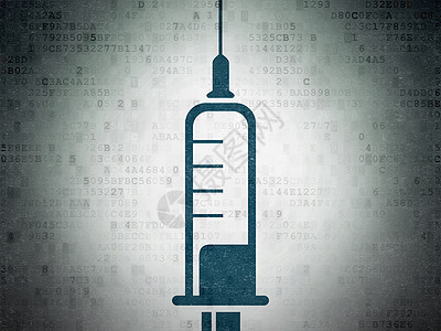 数字数据纸背景上的医学概念注射器技术制药代码烟道医生药品康复援助疾病生活图片
