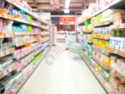 带有彩色货架的抽象模糊超市过道仓库销售市场大卖场产品购物中心顾客店铺零售消费者图片