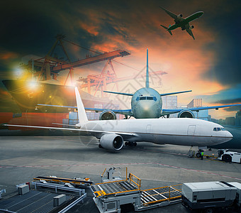 空运和货运飞机载运机场集装箱内货物贸易货物进口进出口出口物流航班船运风俗飞行加载飞机场图片