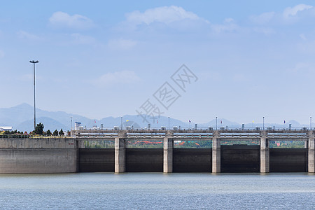 大坝涡轮环境水电活力植物天空地标力量水库工业图片